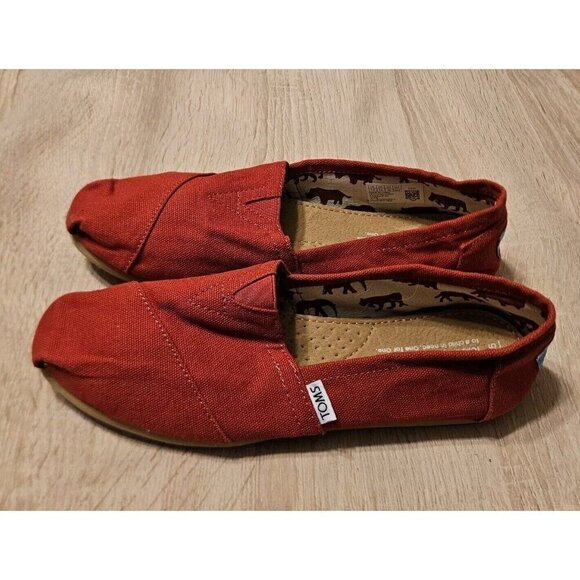 TOMS Classic Slip On Ballet Flats Red Women’s Size 7.5 - Picture 1 of 7